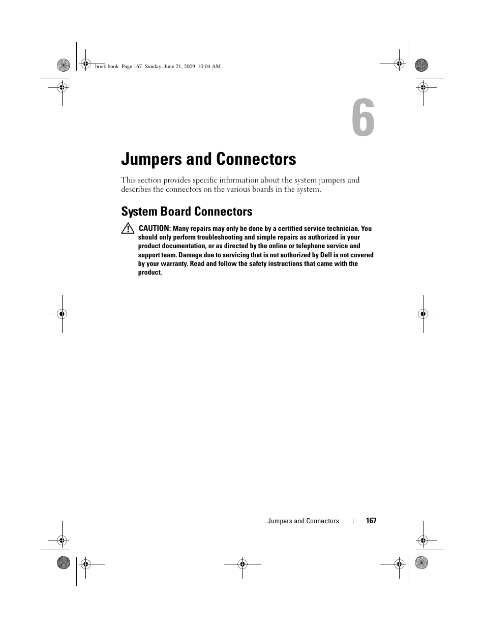 Jumpers and connectors, System board connectors | Dell PowerEdge T300 User Manual | Page 167 / 194