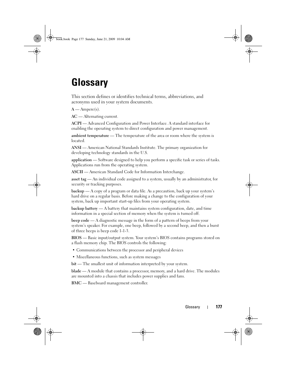 Glossary | Dell PowerEdge T300 User Manual | Page 177 / 194