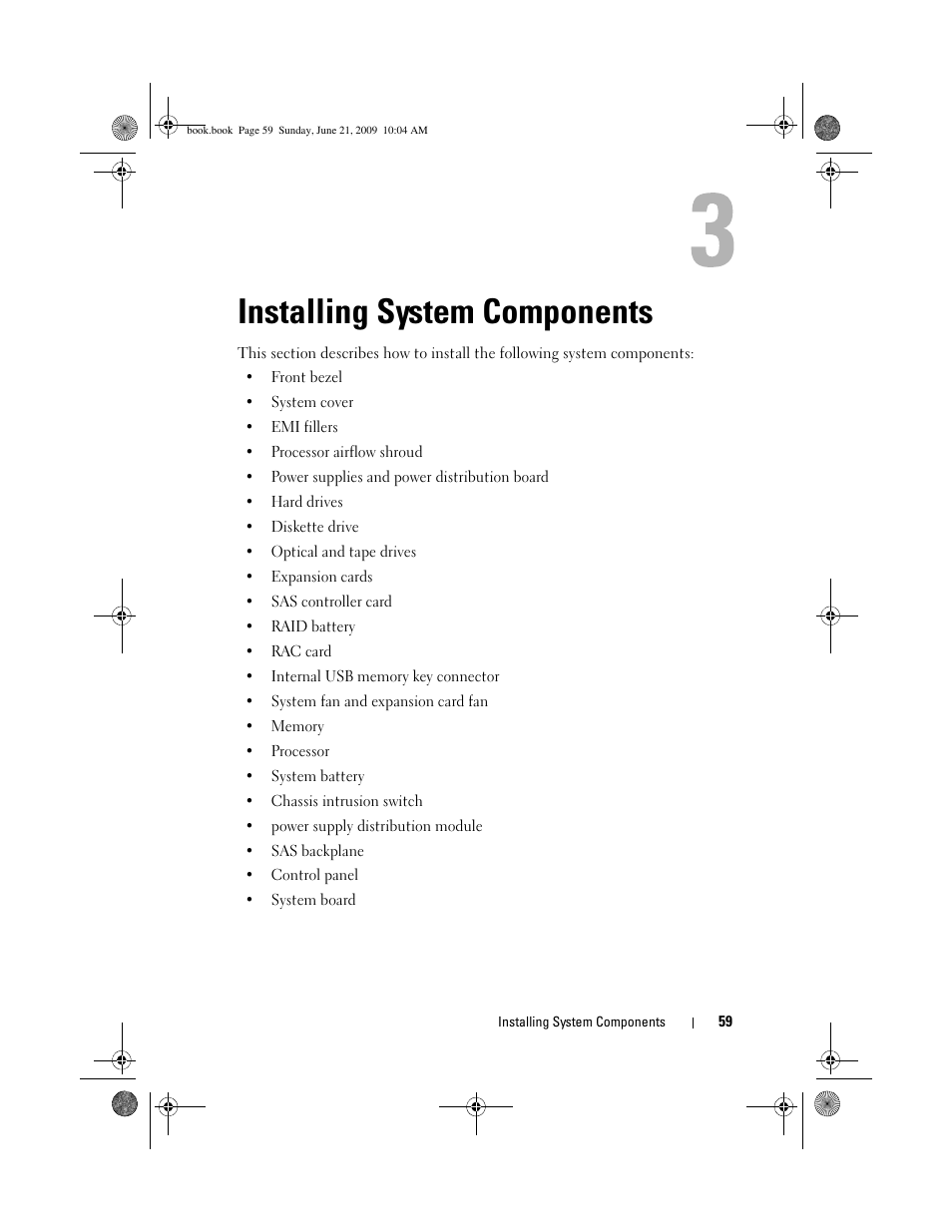 Installing system components | Dell PowerEdge T300 User Manual | Page 59 / 194