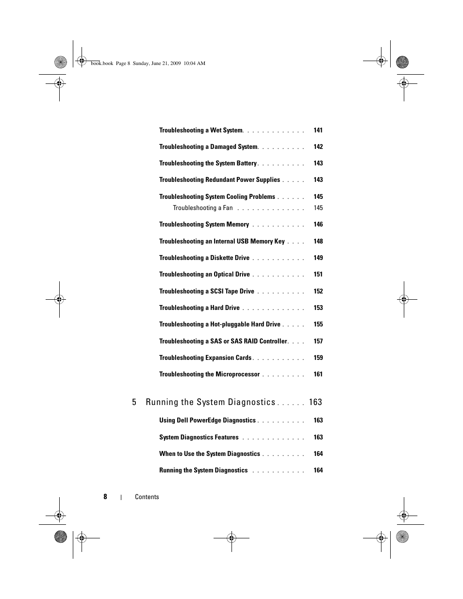 5running the system diagnostics | Dell PowerEdge T300 User Manual | Page 8 / 194