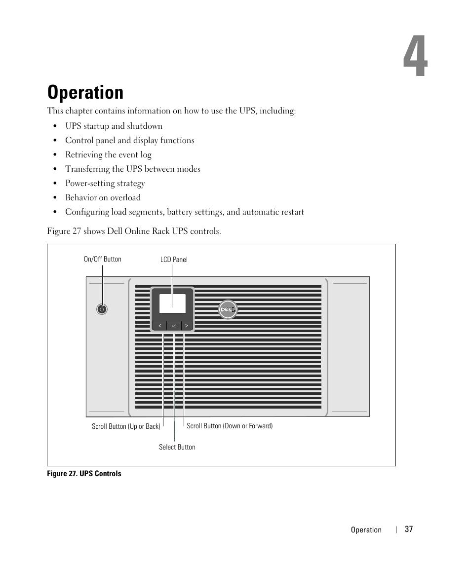 Operation | Dell UPS 10000R User Manual | Page 37 / 92