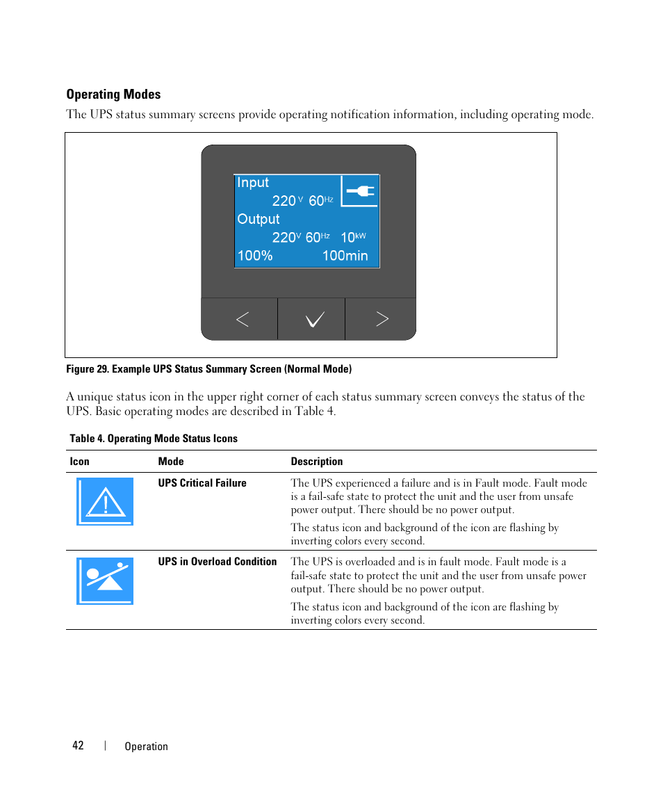 Operating modes | Dell UPS 10000R User Manual | Page 42 / 92