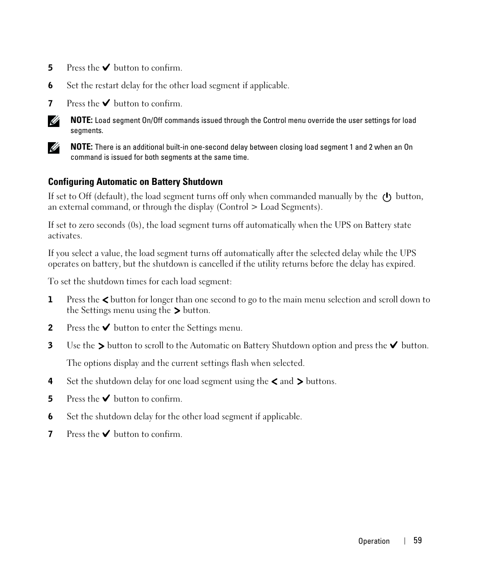 Configuring automatic on battery shutdown | Dell UPS 10000R User Manual | Page 59 / 92