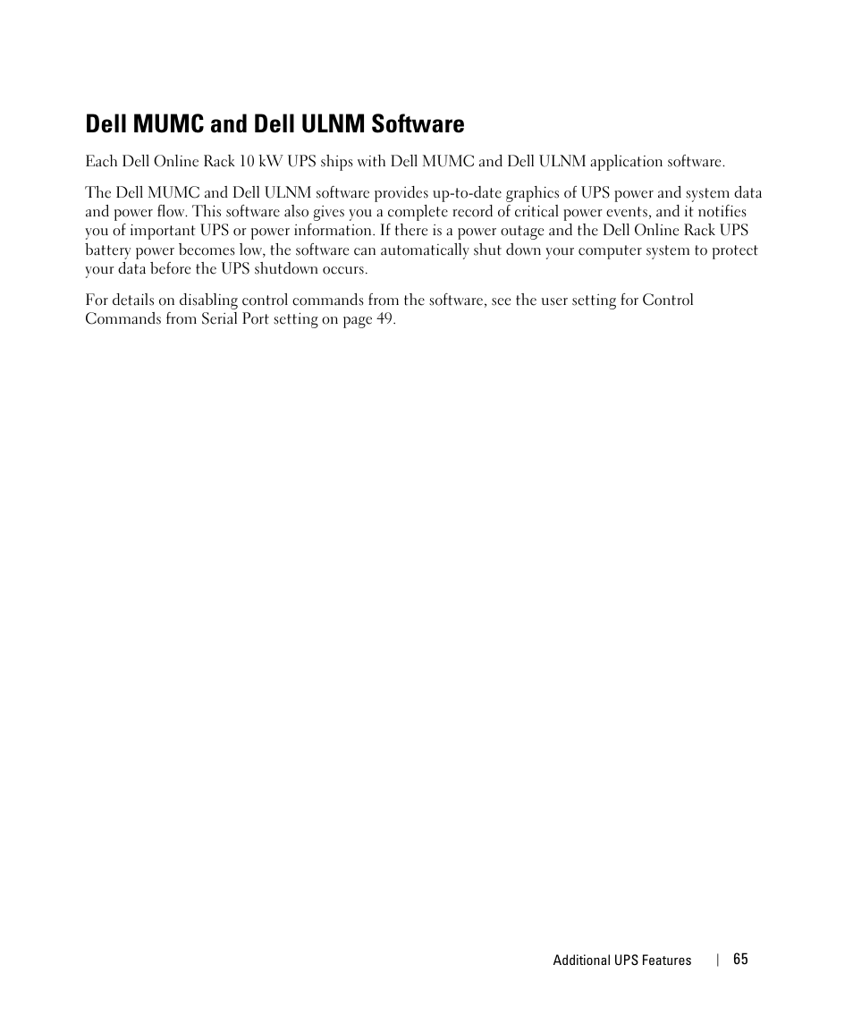 Dell mumc and dell ulnm software | Dell UPS 10000R User Manual | Page 65 / 92