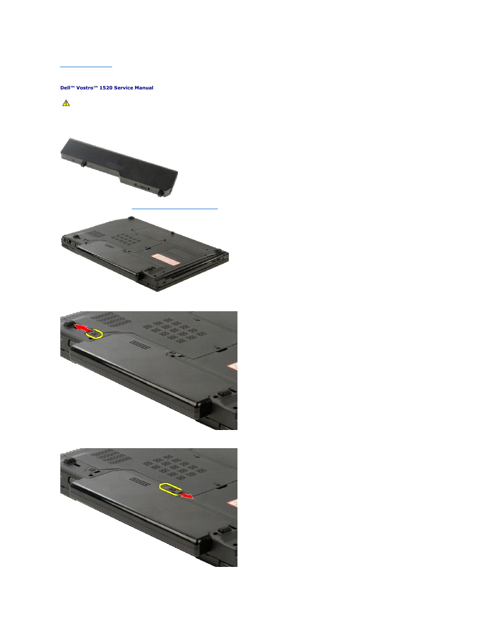 Battery, Removing the battery | Dell Vostro 1520 (Early 2009) User Manual | Page 11 / 76