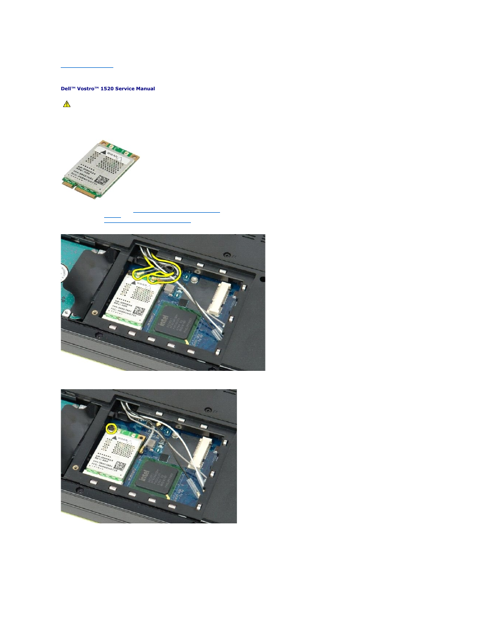 Wireless wide area network (wwan) card, Removing the wwan card | Dell Vostro 1520 (Early 2009) User Manual | Page 73 / 76