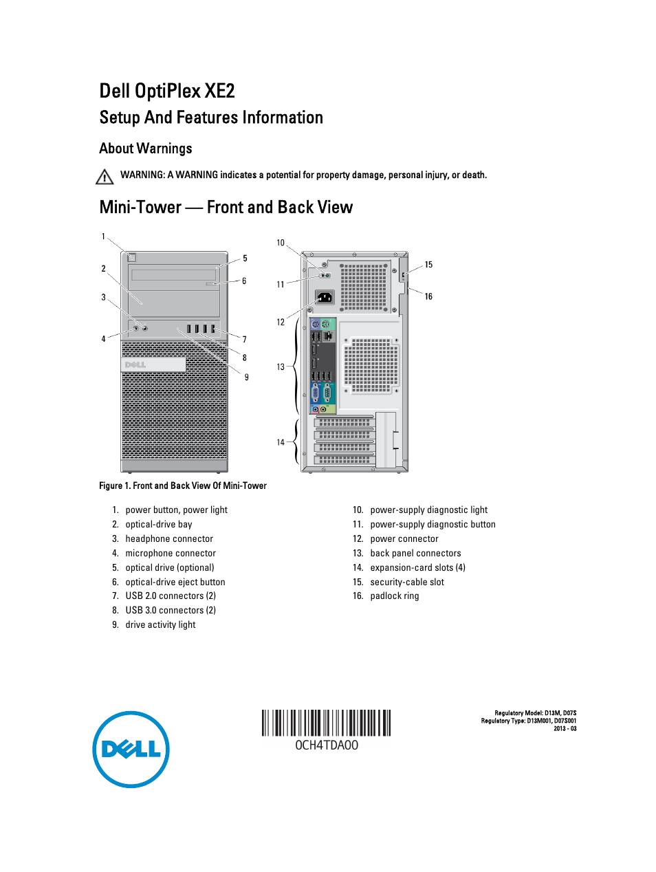 Dell OptiPlex XE2 (Mid 2013) User Manual | 6 pages