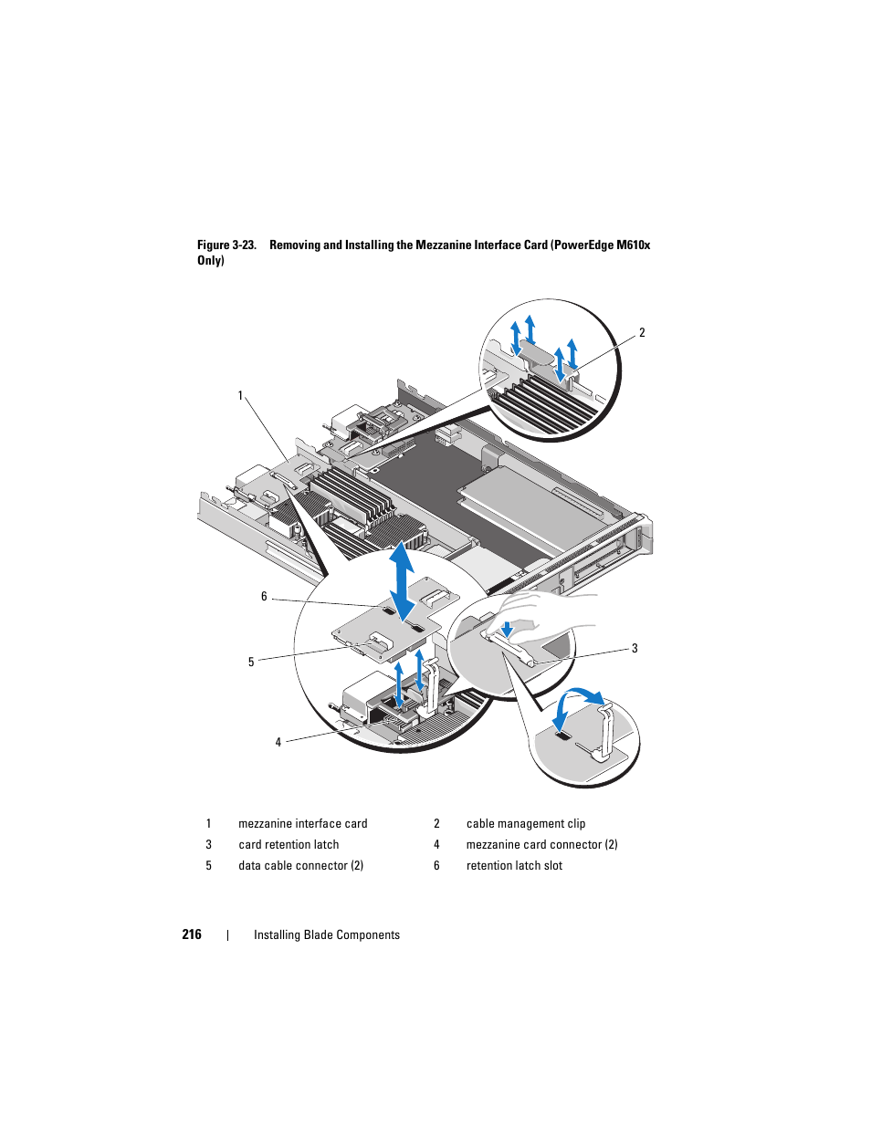 Latch. see figure 3-23 | Dell PowerEdge M710 User Manual | Page 216 / 368