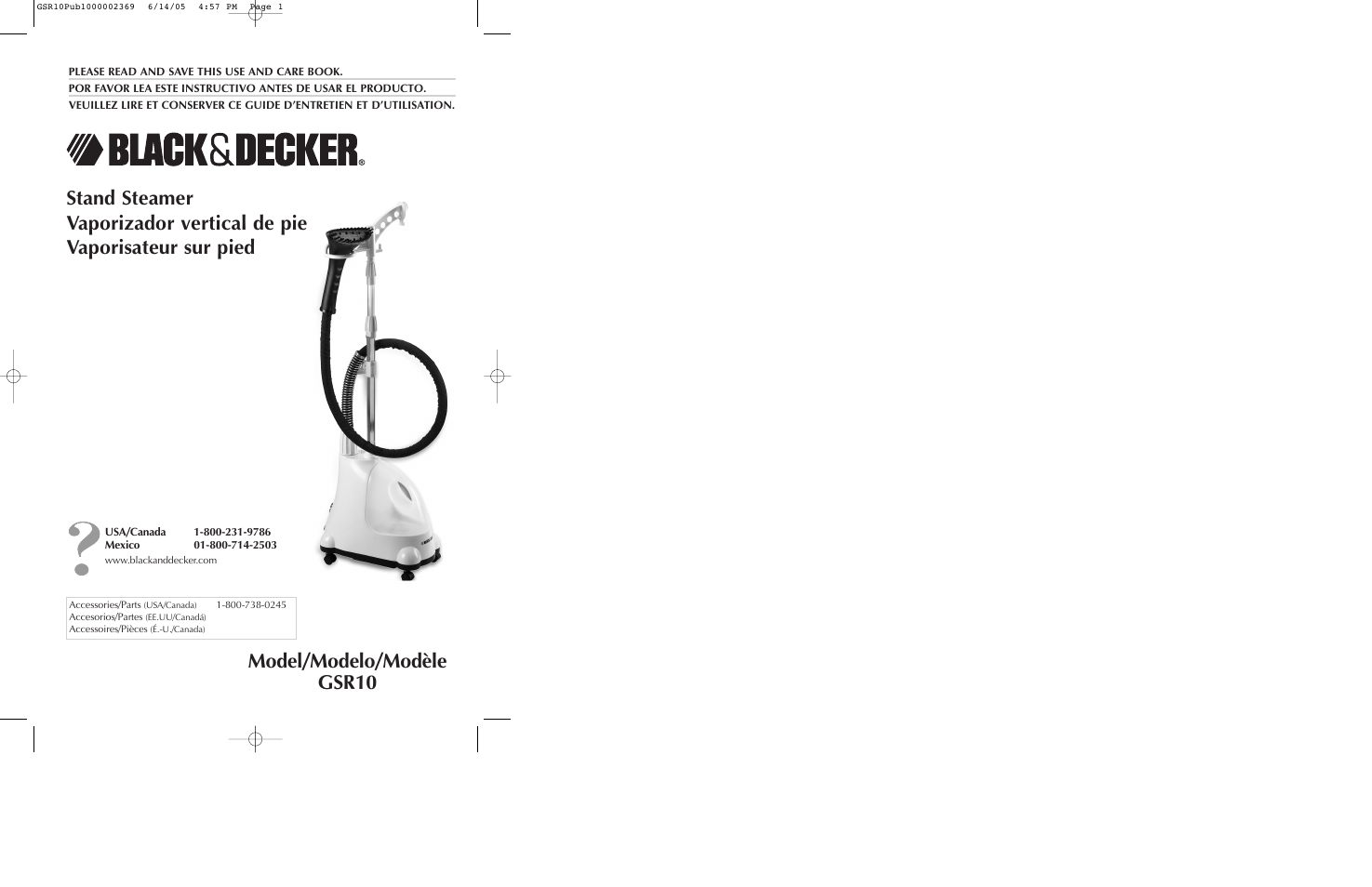 Black & Decker GSR10 User Manual | 17 pages