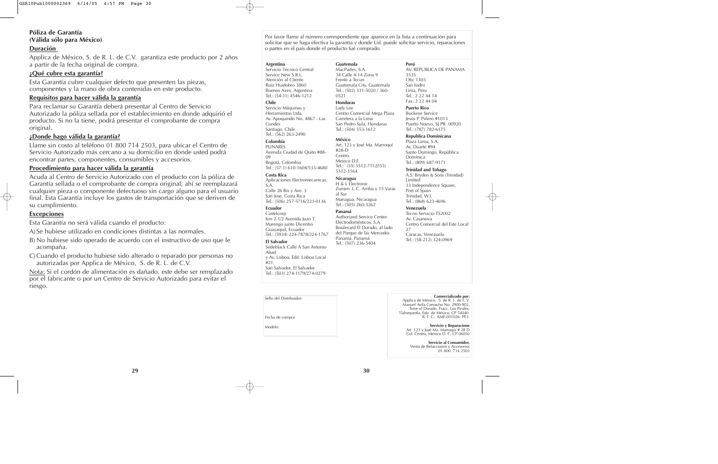 Black & Decker GSR10 User Manual | Page 16 / 17