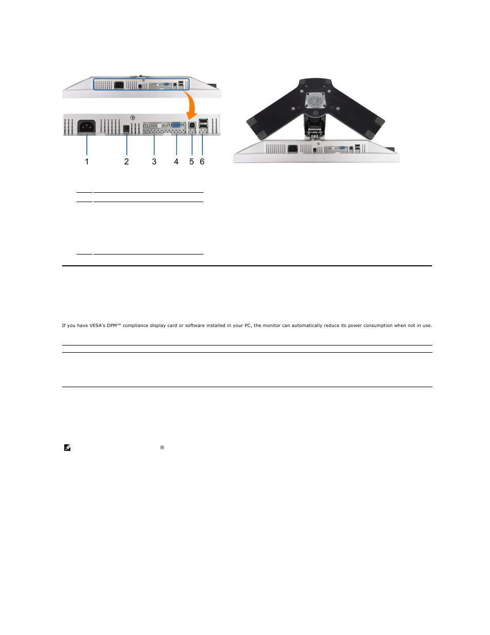 Monitor specifications, Bottom view, Power management modes | Dell 2009WFP Monitor User Manual | Page 4 / 26