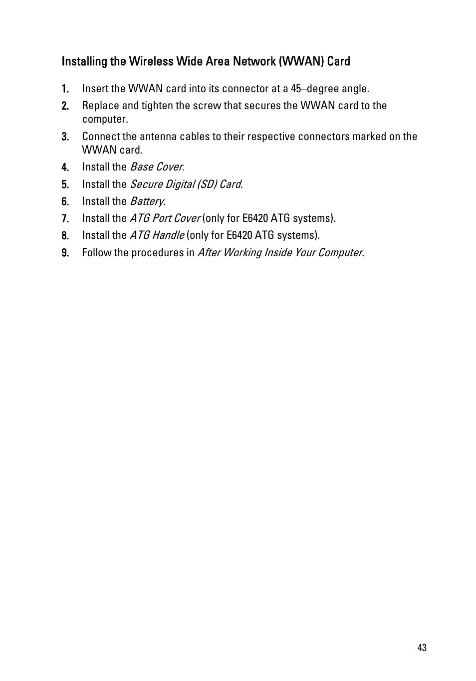 Dell Latitude E6420 (Early 2011) User Manual | Page 43 / 145