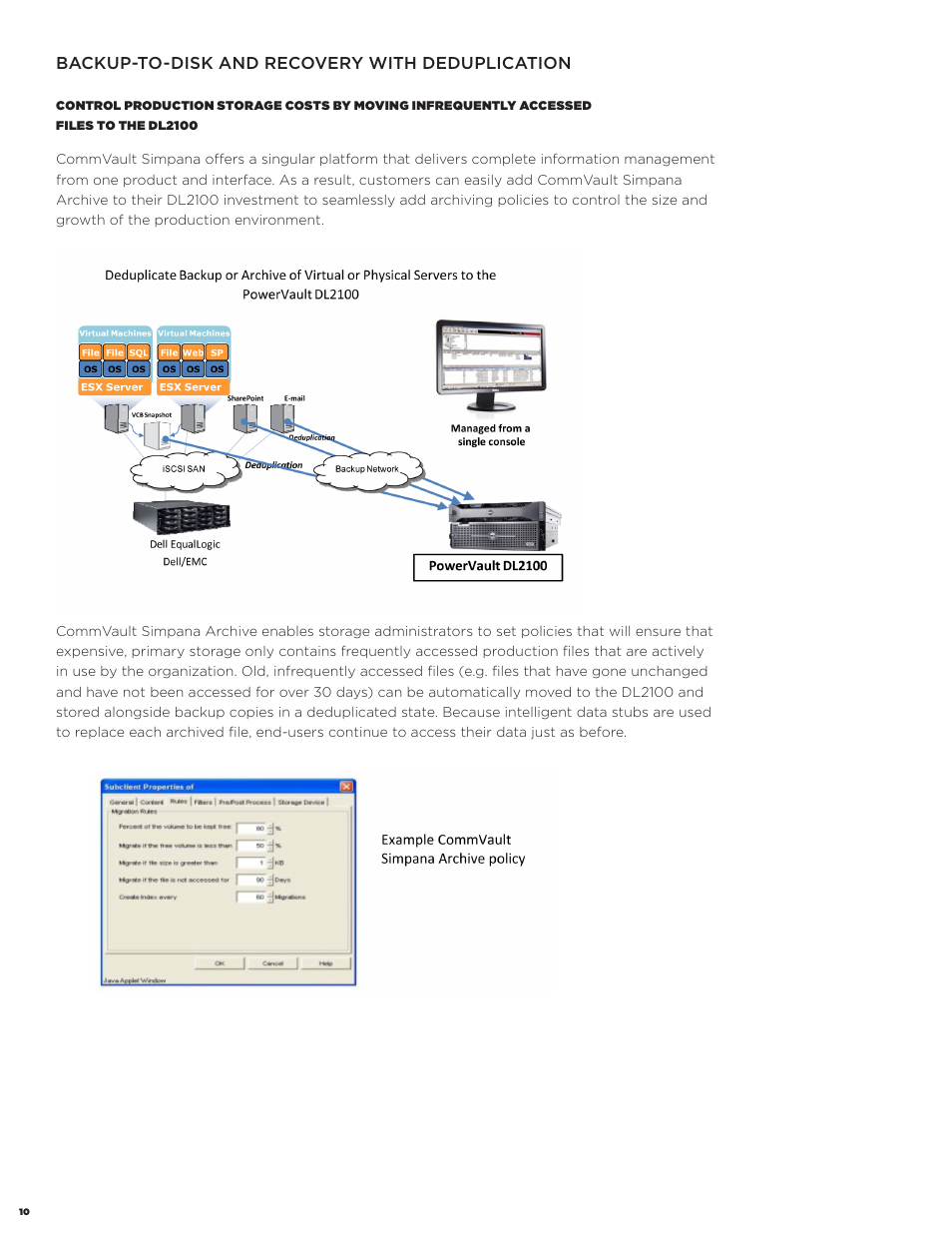 Backup-to-disk and recovery with deduplication | Dell PowerVault DL2200 CommVault User Manual | Page 10 / 13