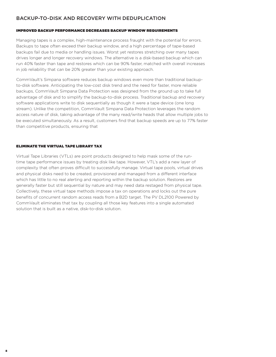 Backup-to-disk and recovery with deduplication | Dell PowerVault DL2200 CommVault User Manual | Page 8 / 13