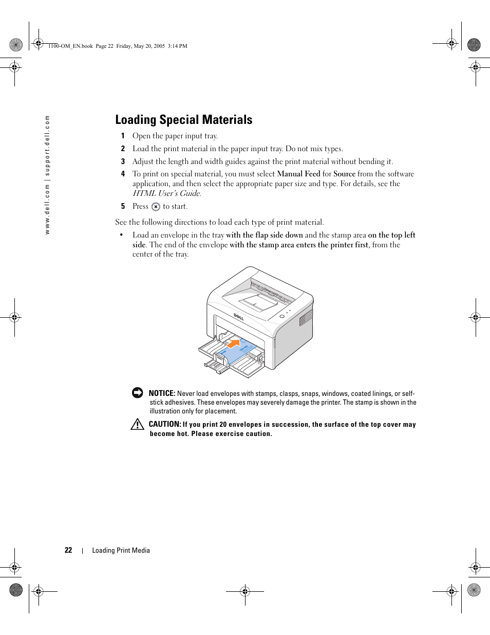 Loading special materials | Dell 1100 Laser Mono Printer User Manual | Page 30 / 95