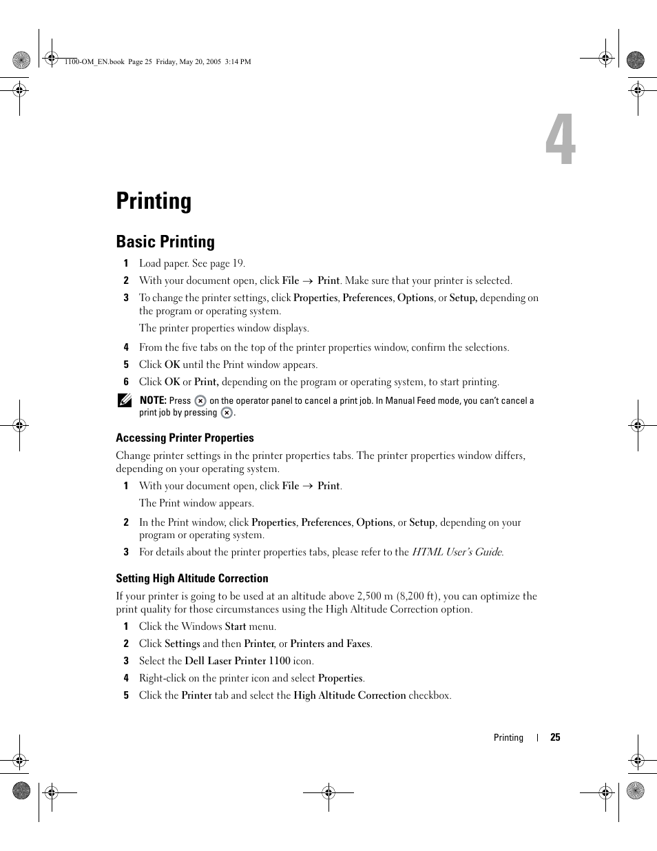 Printing, Basic printing | Dell 1100 Laser Mono Printer User Manual | Page 33 / 95