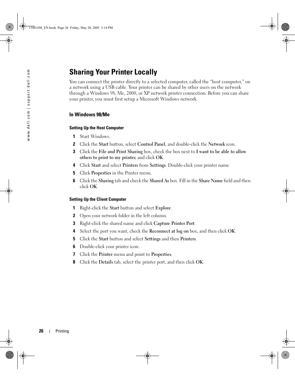 Sharing your printer locally | Dell 1100 Laser Mono Printer User Manual | Page 34 / 95