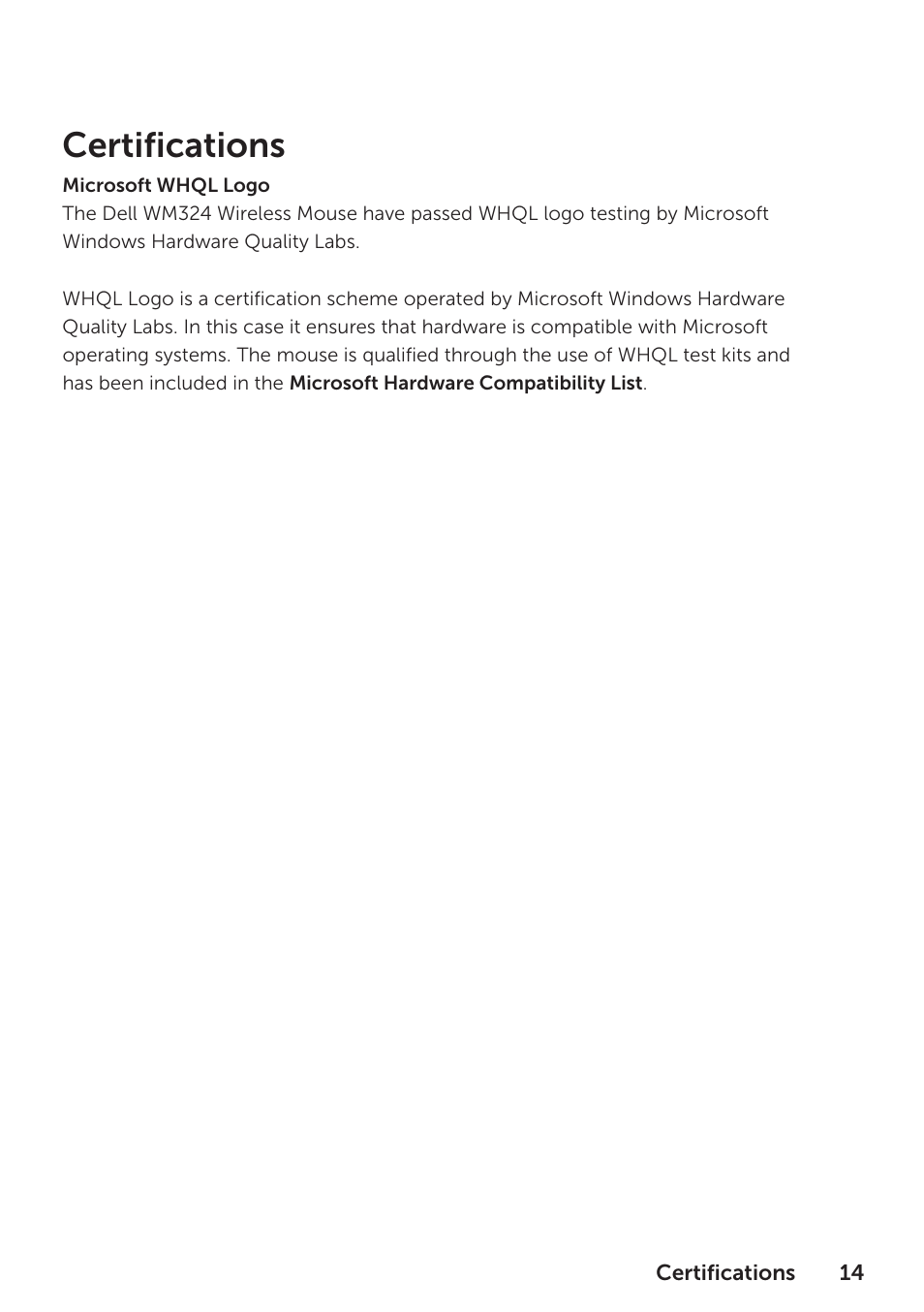 Certifications | Dell Wireless Mouse WM324 User Manual | Page 15 / 15