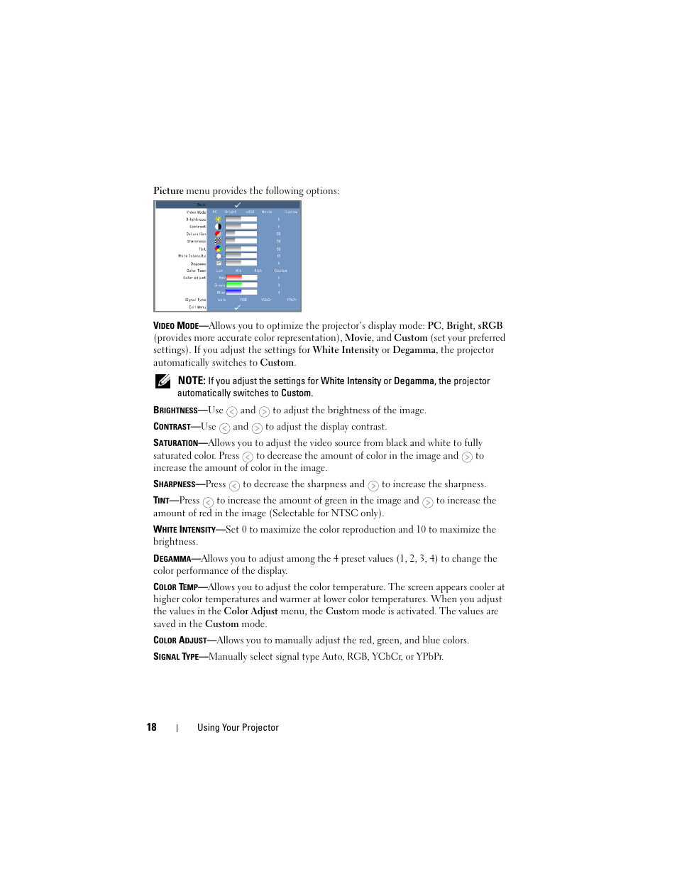 Dell M109S Projector User Manual | Page 18 / 34