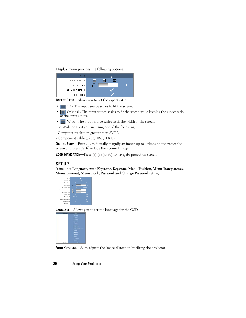 Set up | Dell M109S Projector User Manual | Page 20 / 34