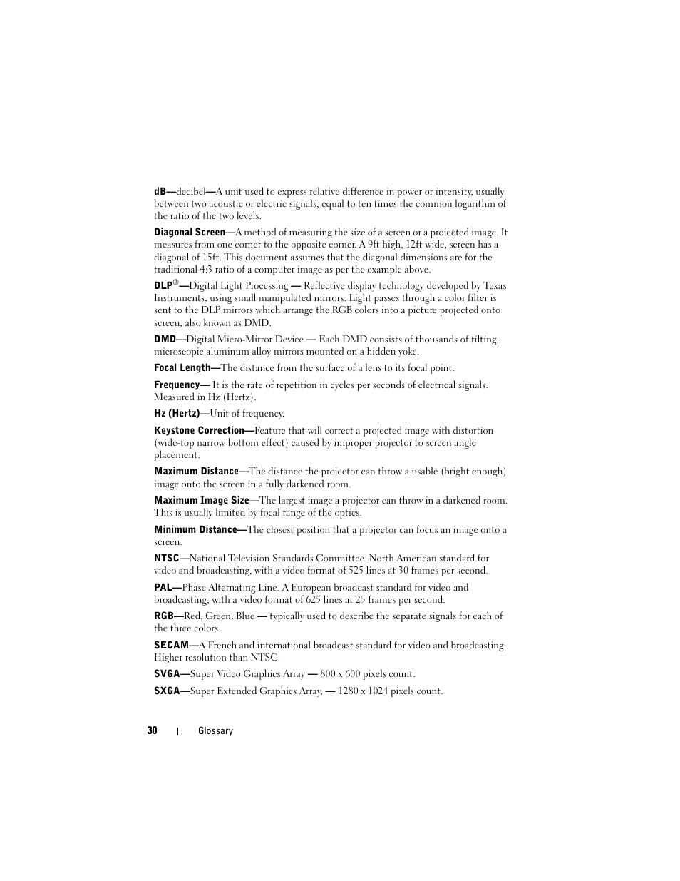 Dell M109S Projector User Manual | Page 30 / 34