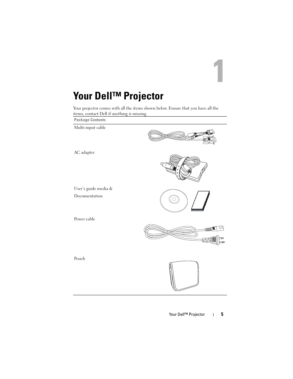 Your dell™ projector | Dell M109S Projector User Manual | Page 5 / 34