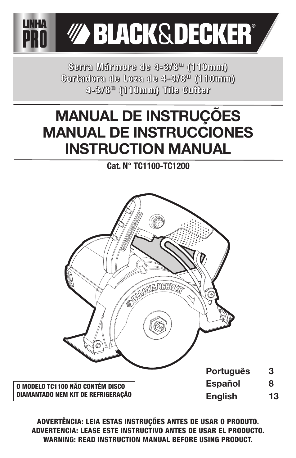 Black & Decker TC1200 User Manual | 18 pages