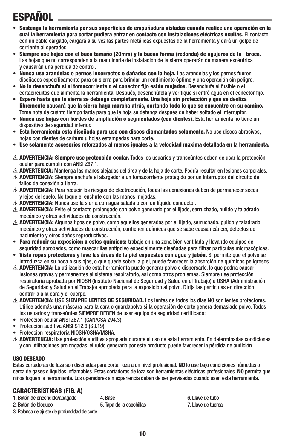 Español | Black & Decker TC1200 User Manual | Page 10 / 18