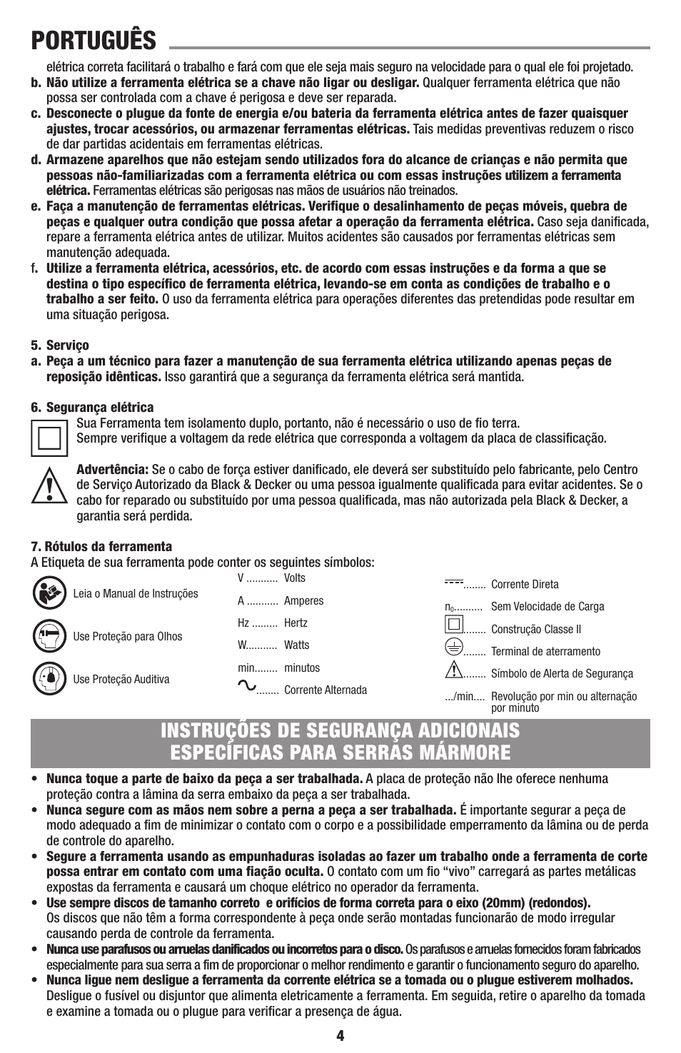 Português | Black & Decker TC1200 User Manual | Page 4 / 18