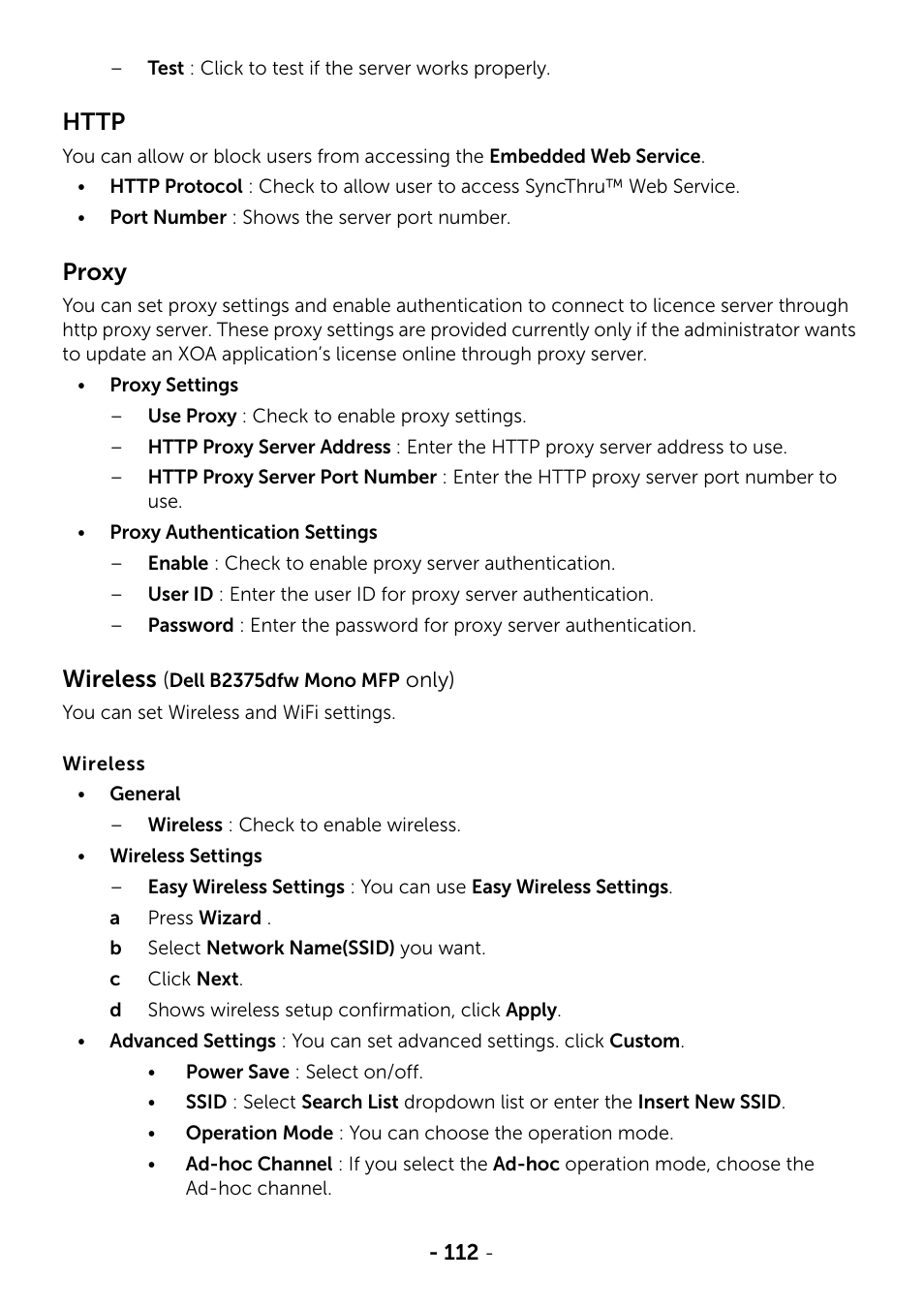 Proxy, Wireless | Dell B2375dfw Mono Multifunction Printer User Manual | Page 113 / 359