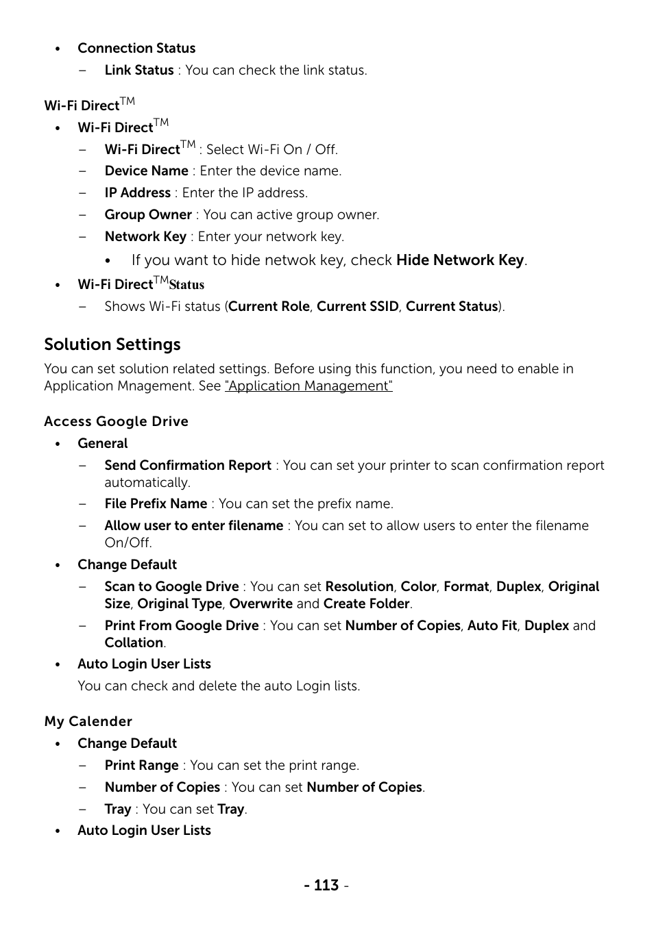 Solution settings | Dell B2375dfw Mono Multifunction Printer User Manual | Page 114 / 359