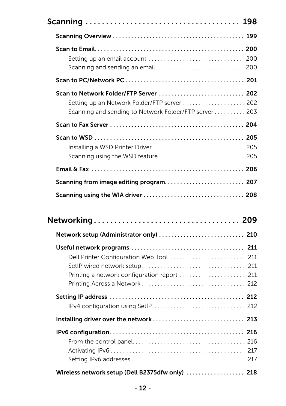 Scanning, Networking | Dell B2375dfw Mono Multifunction Printer User Manual | Page 13 / 359