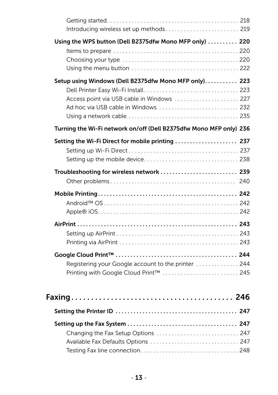 Faxing | Dell B2375dfw Mono Multifunction Printer User Manual | Page 14 / 359