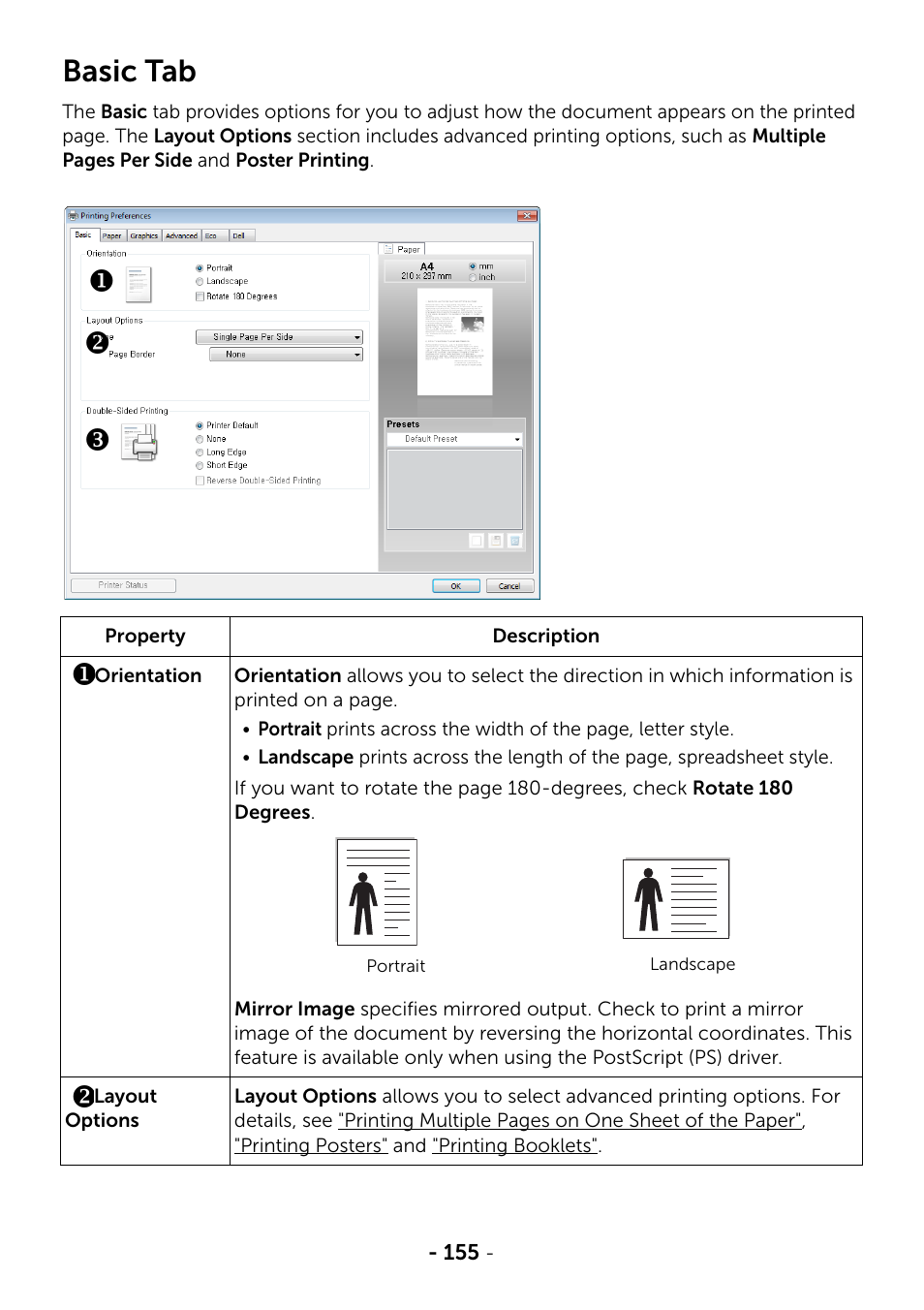 Basic tab, Basic | Dell B2375dfw Mono Multifunction Printer User Manual | Page 156 / 359