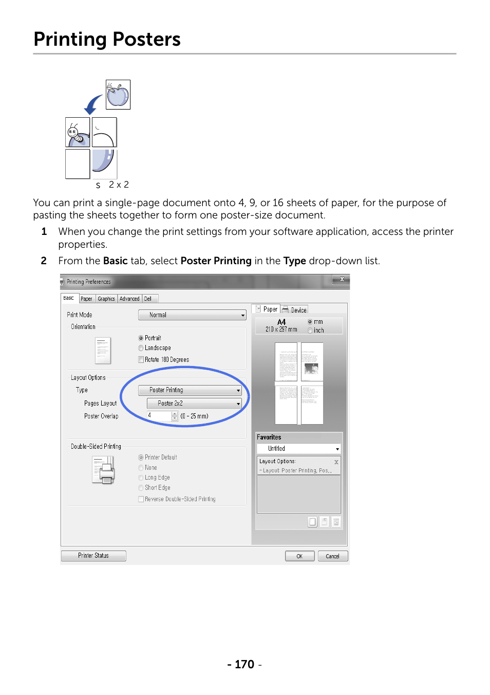 Printing posters | Dell B2375dfw Mono Multifunction Printer User Manual | Page 171 / 359