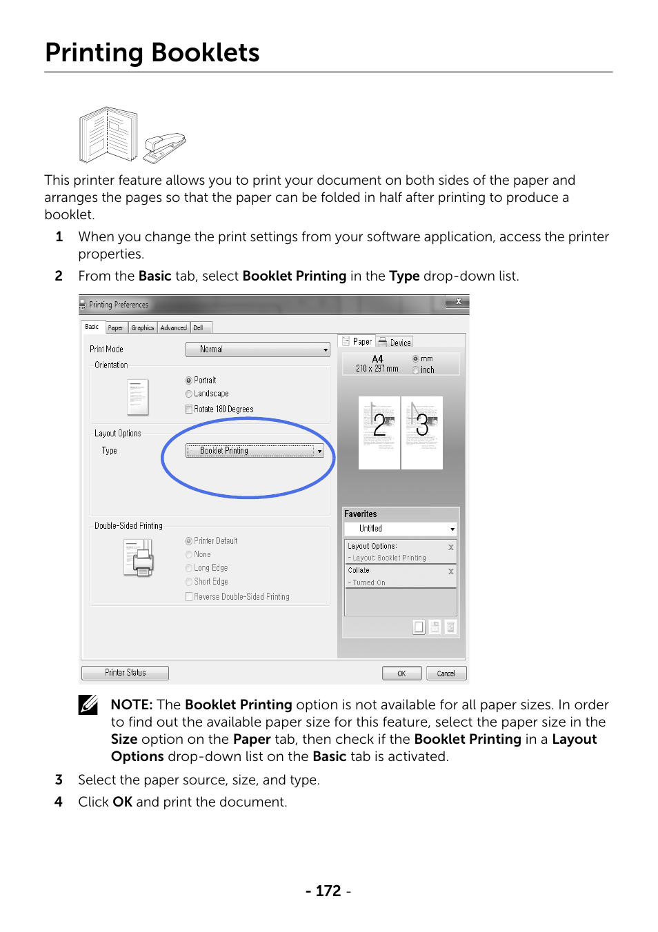 Printing booklets | Dell B2375dfw Mono Multifunction Printer User Manual | Page 173 / 359