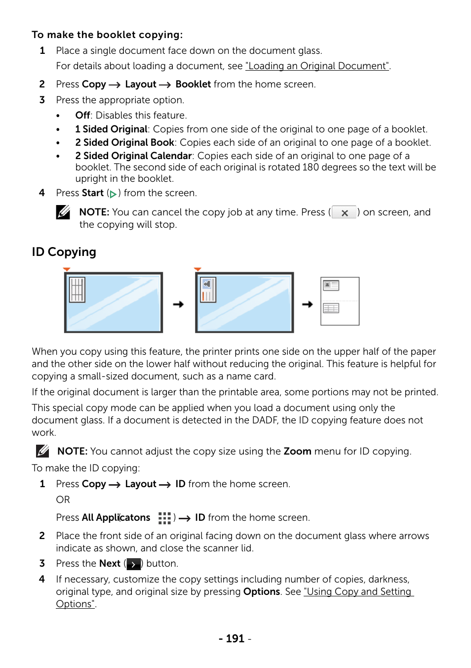 Id copying | Dell B2375dfw Mono Multifunction Printer User Manual | Page 192 / 359