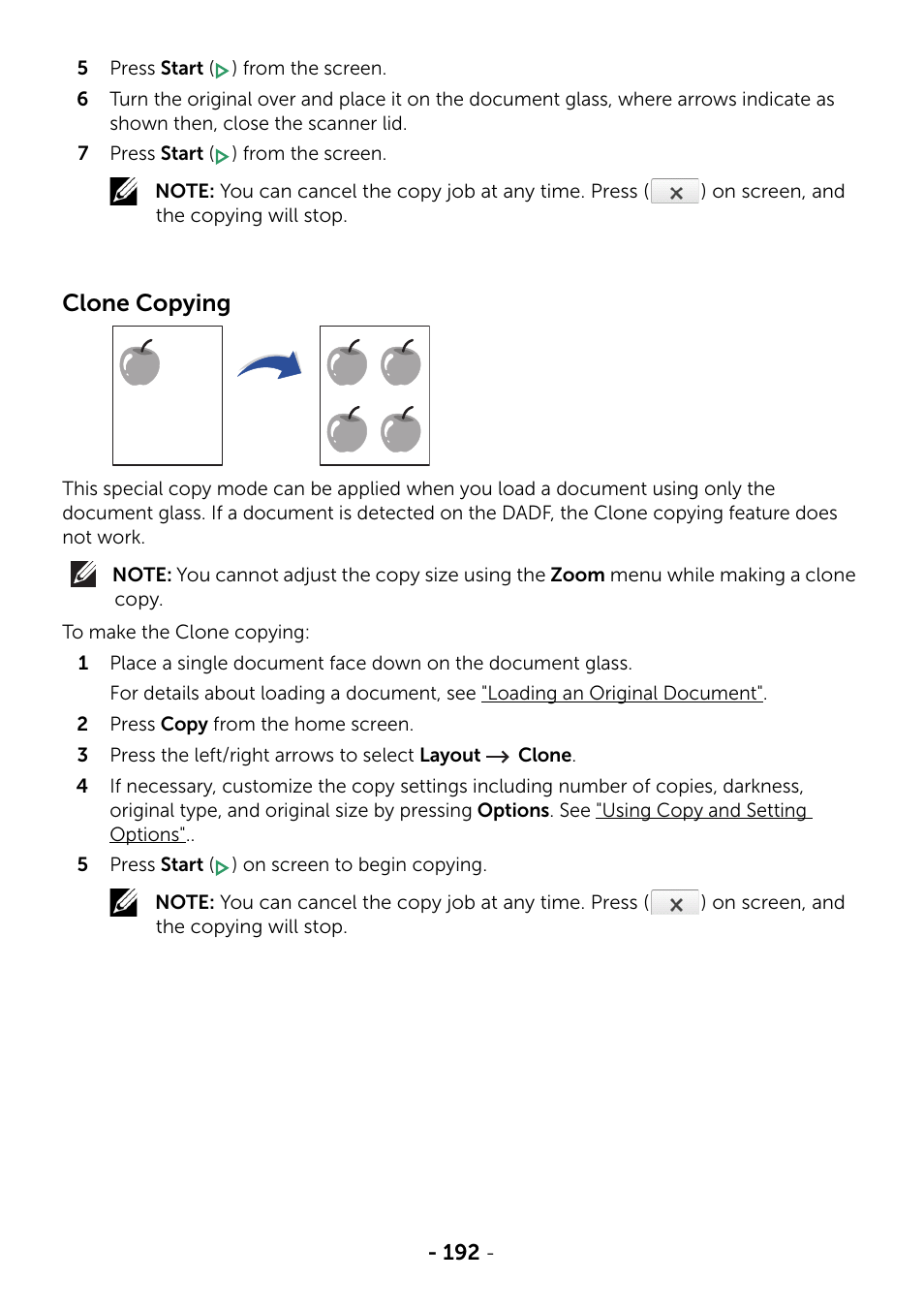 Clone copying | Dell B2375dfw Mono Multifunction Printer User Manual | Page 193 / 359