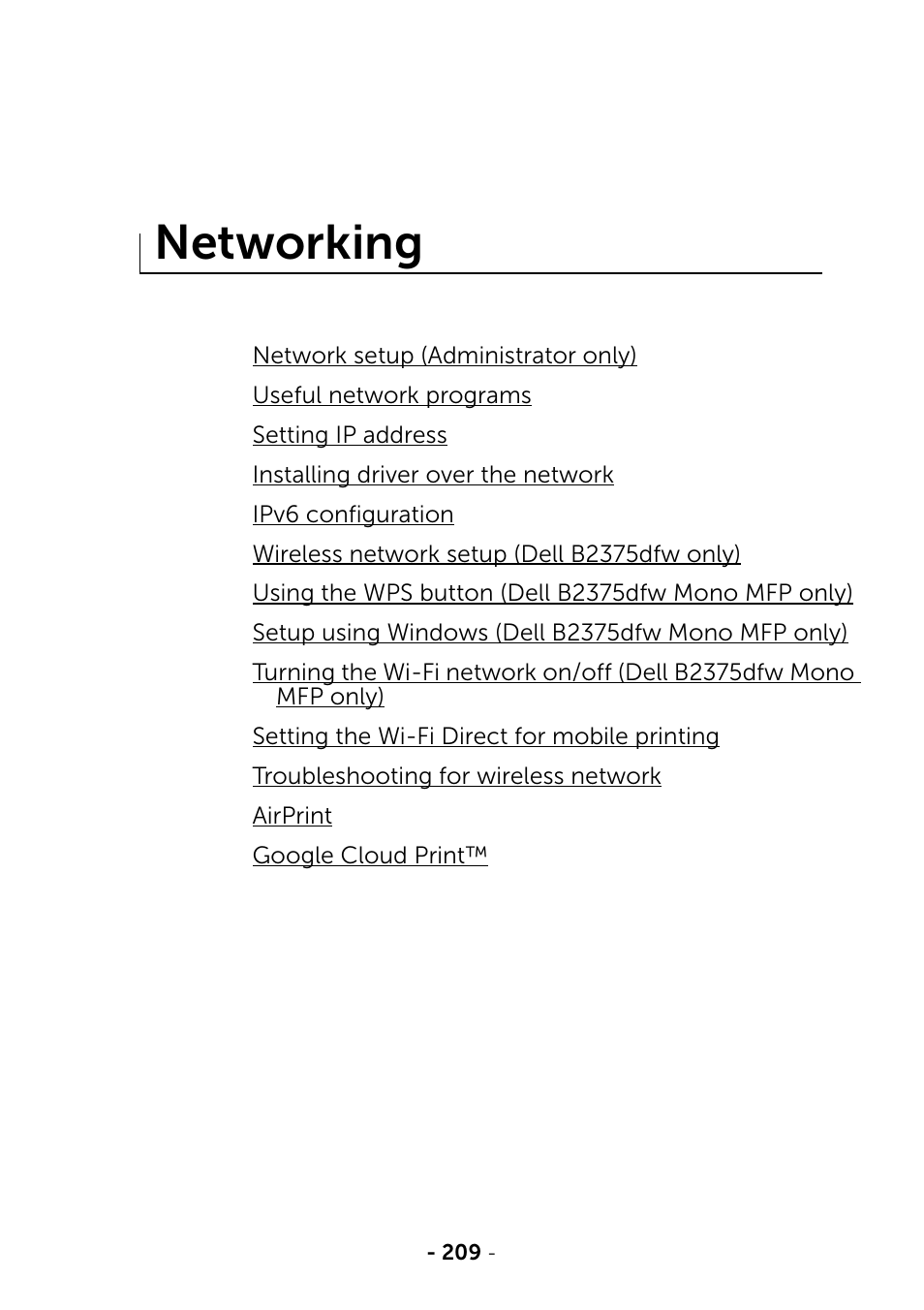 Networking | Dell B2375dfw Mono Multifunction Printer User Manual | Page 210 / 359