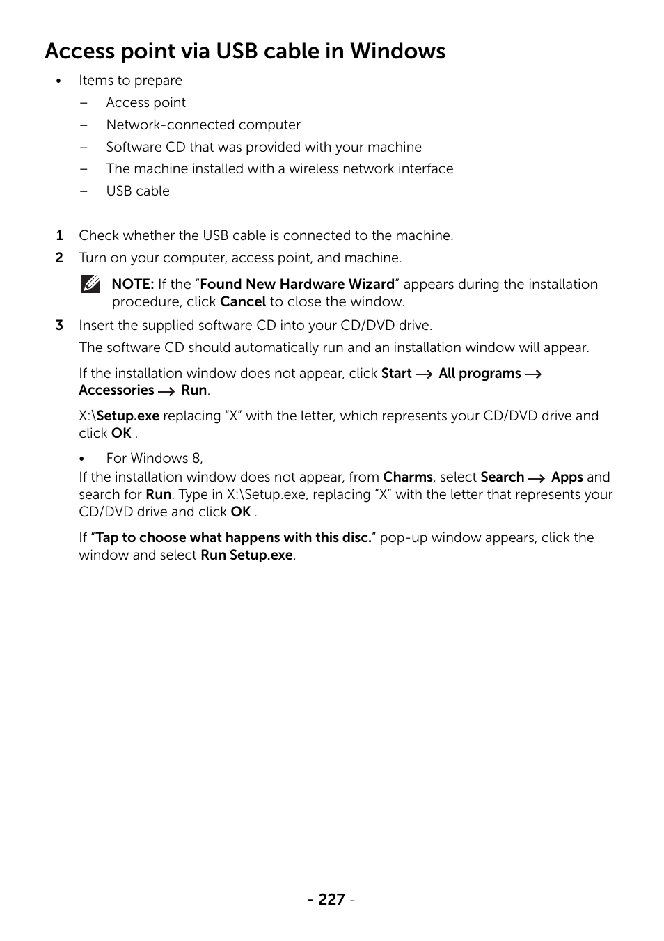 Access point via usb cable in windows, E "access point via usb cable in windows | Dell B2375dfw Mono Multifunction Printer User Manual | Page 228 / 359