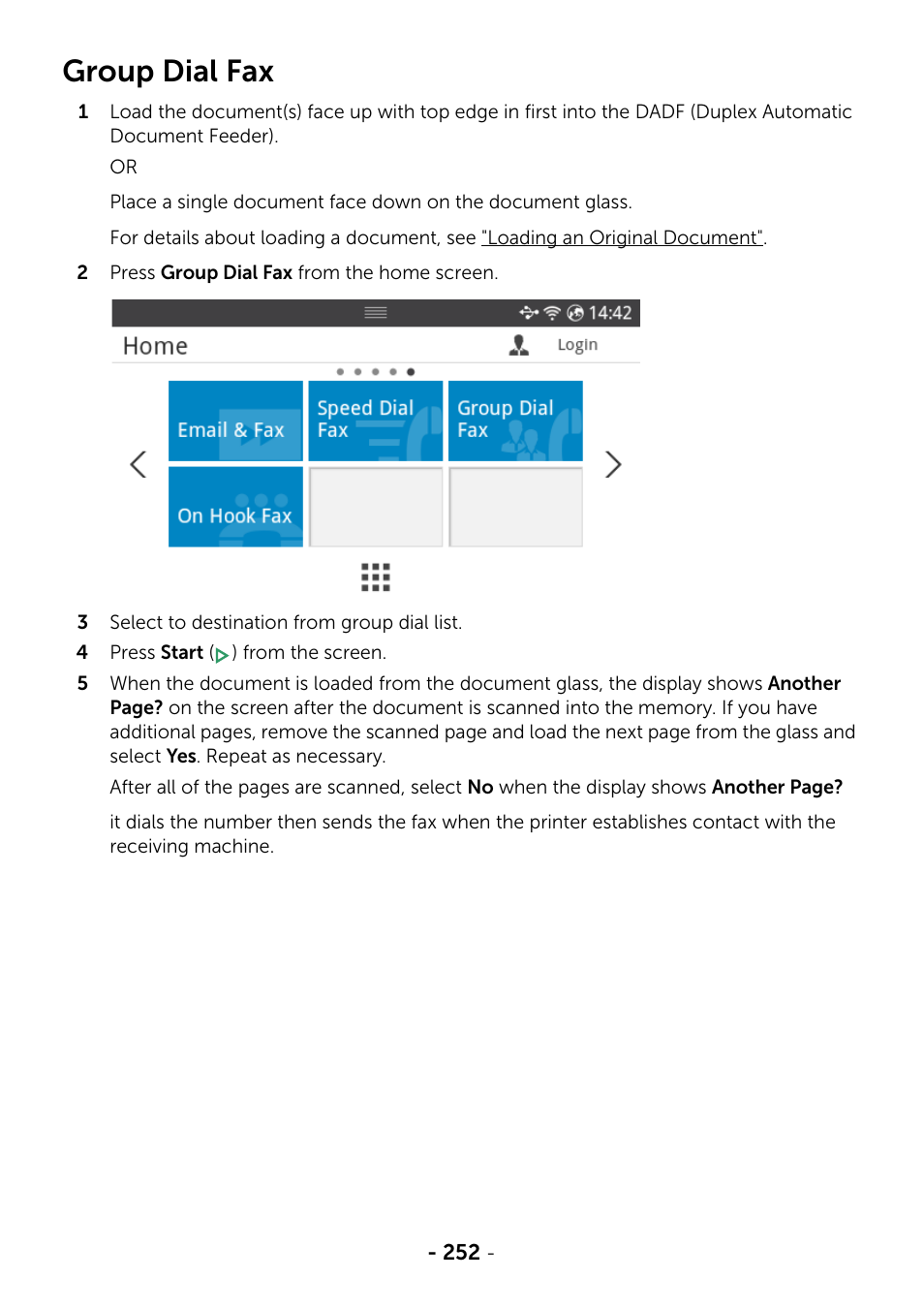 Group dial fax, Ee "group dial fax | Dell B2375dfw Mono Multifunction Printer User Manual | Page 253 / 359