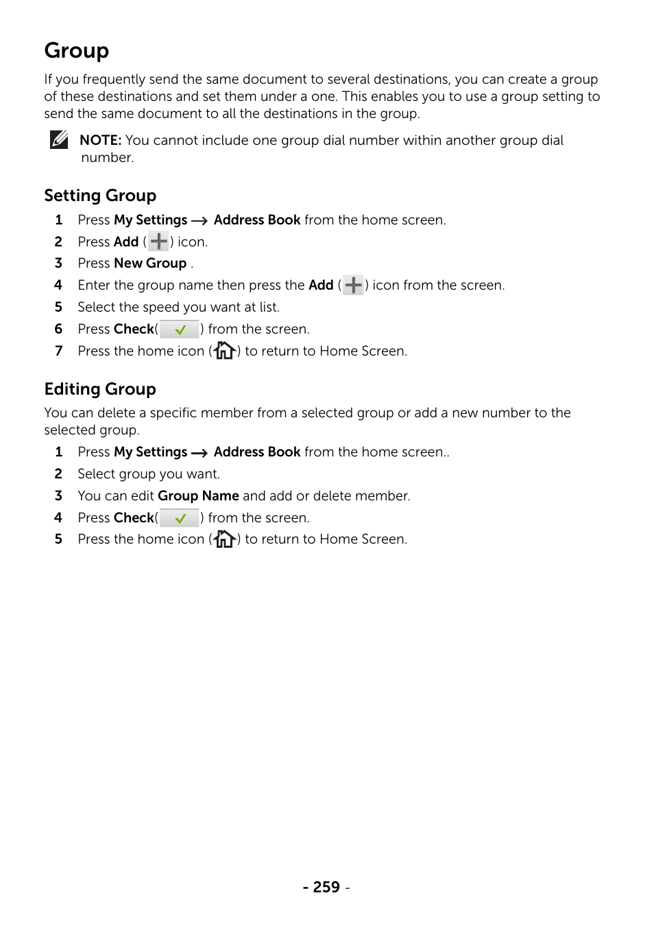 Group | Dell B2375dfw Mono Multifunction Printer User Manual | Page 260 / 359