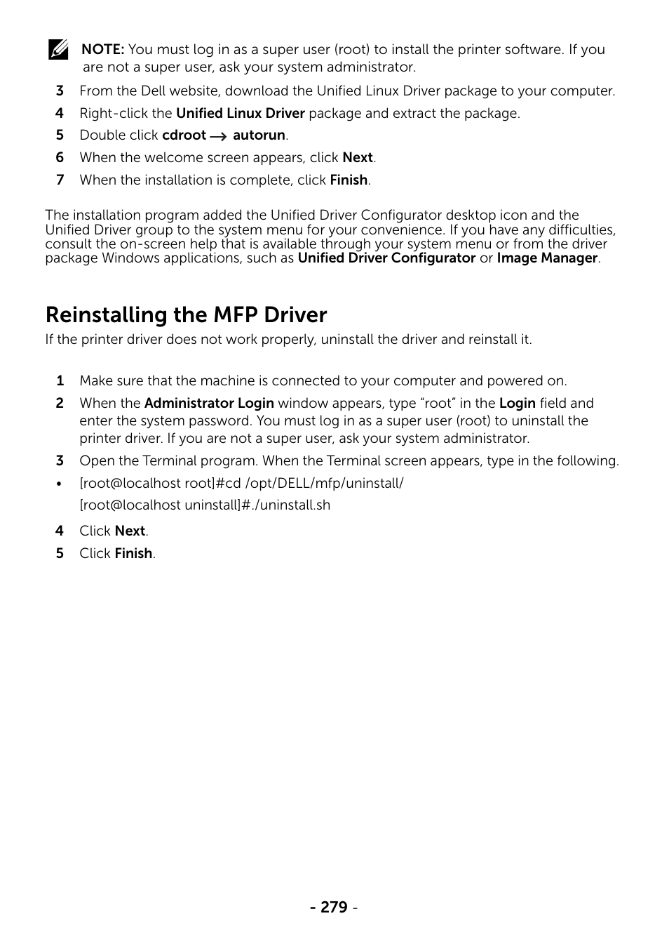 Reinstalling the mfp driver | Dell B2375dfw Mono Multifunction Printer User Manual | Page 280 / 359
