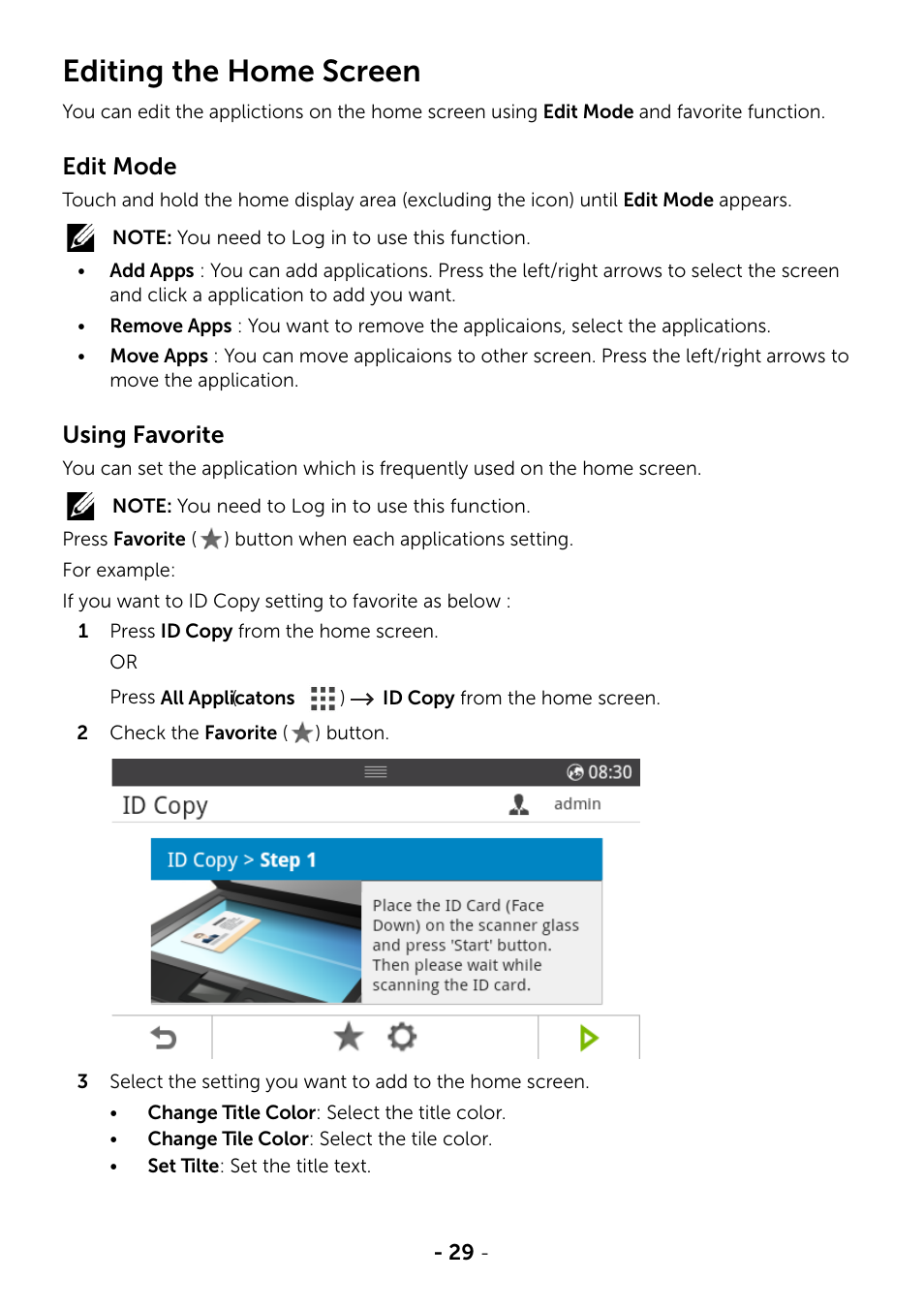 Editing the home screen | Dell B2375dfw Mono Multifunction Printer User Manual | Page 30 / 359