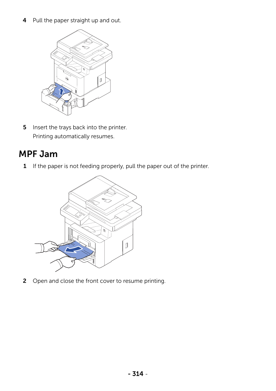 Mpf jam | Dell B2375dfw Mono Multifunction Printer User Manual | Page 315 / 359