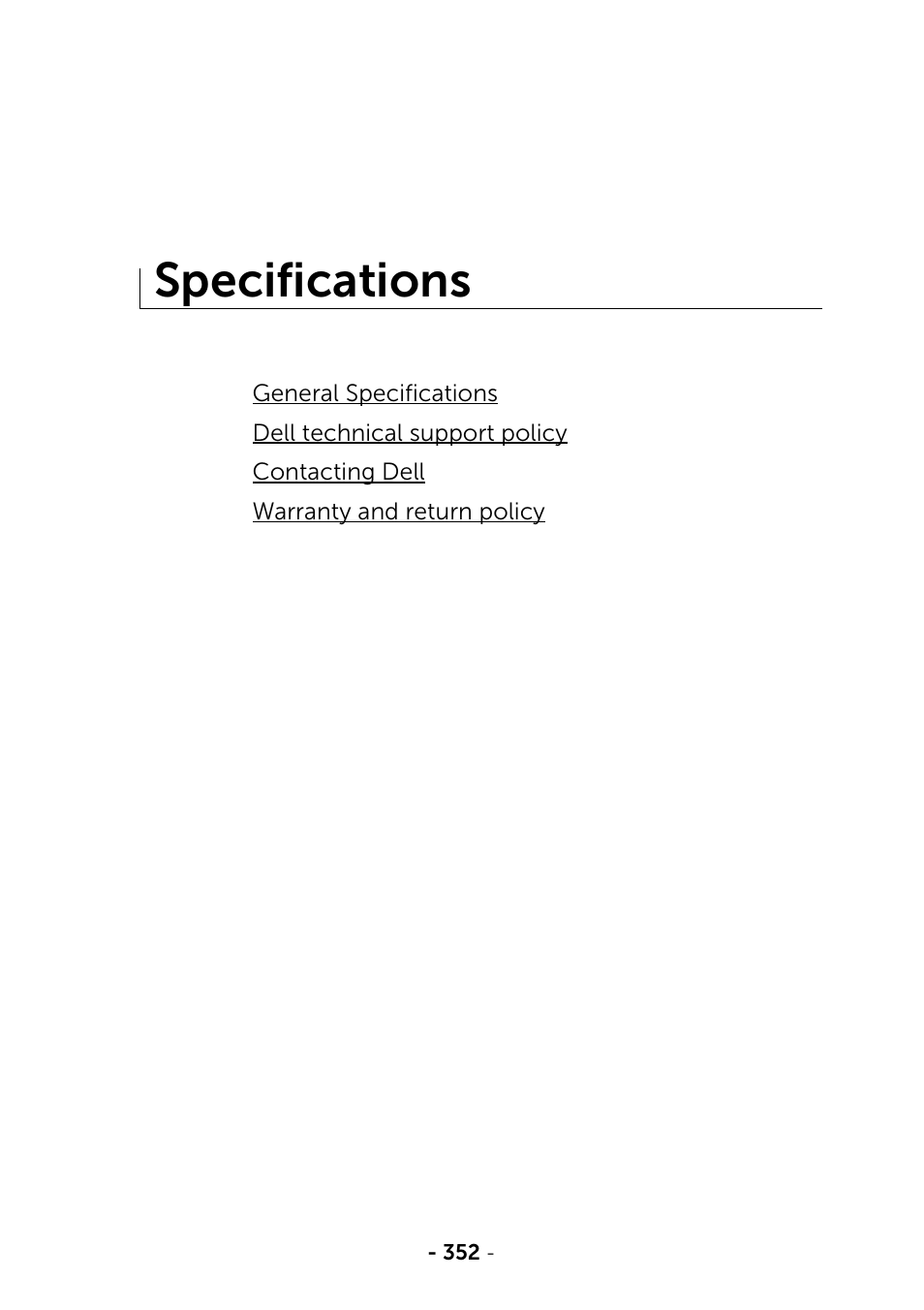 Specifications | Dell B2375dfw Mono Multifunction Printer User Manual | Page 353 / 359