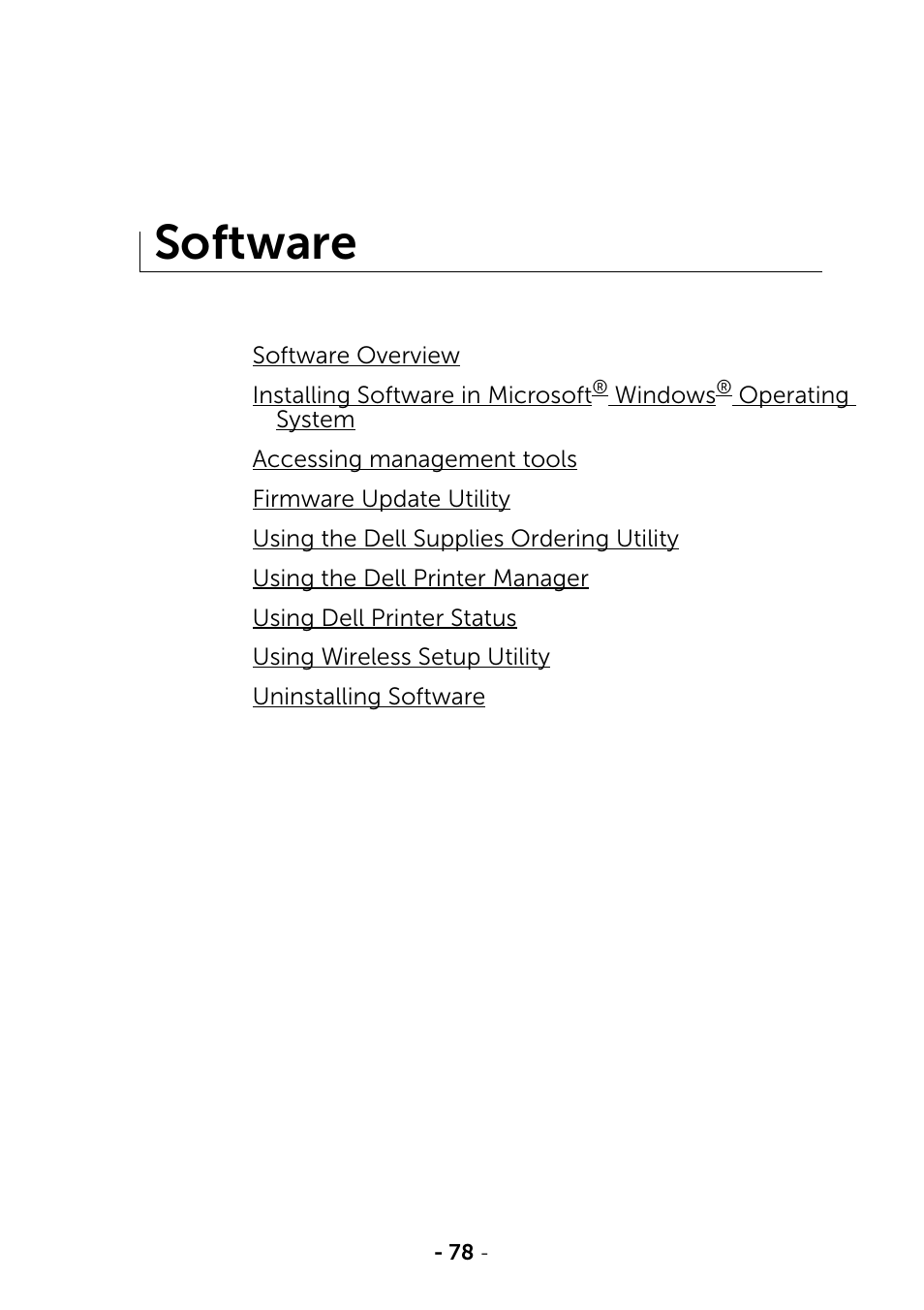 Software | Dell B2375dfw Mono Multifunction Printer User Manual | Page 79 / 359