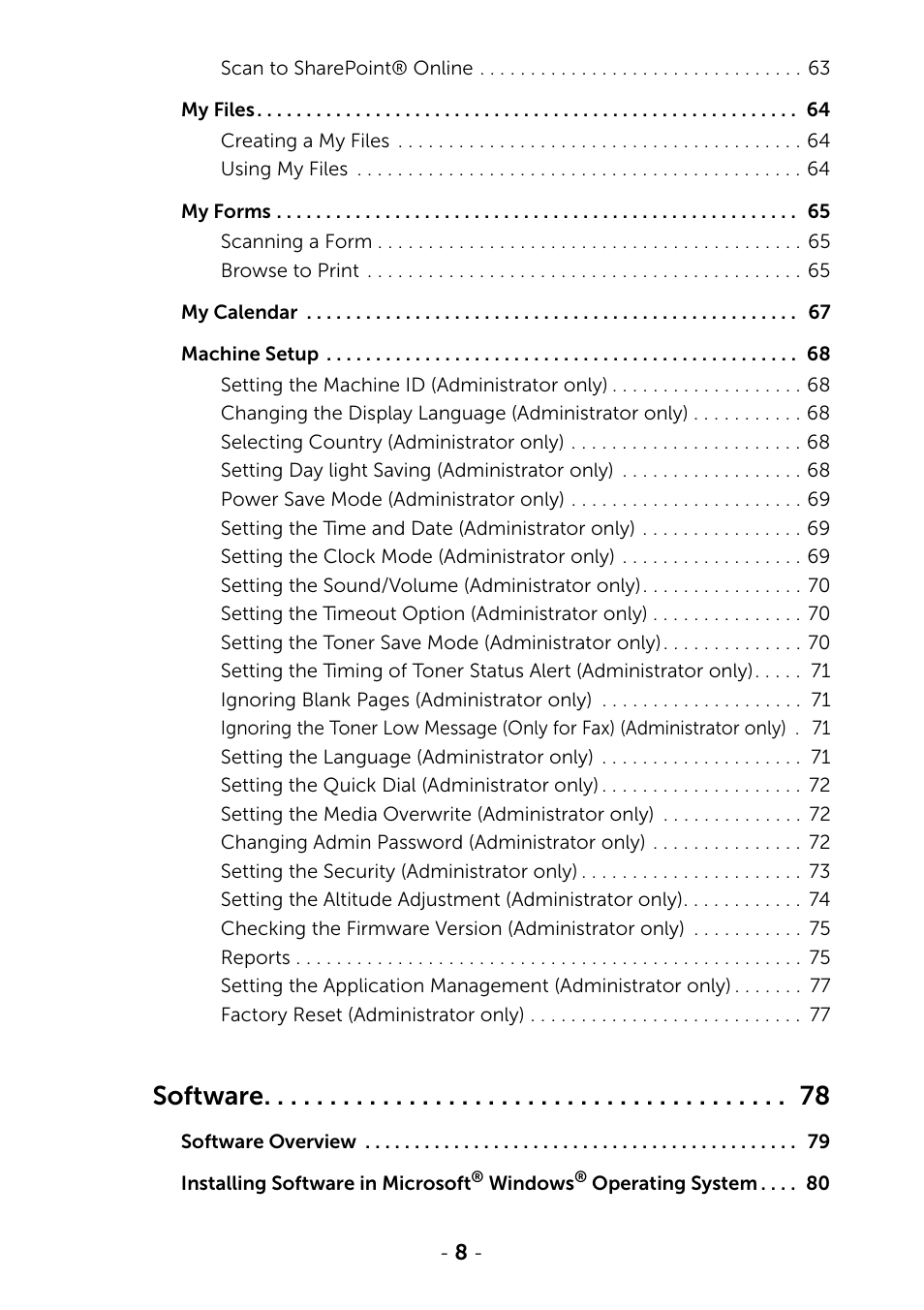 Software | Dell B2375dfw Mono Multifunction Printer User Manual | Page 9 / 359