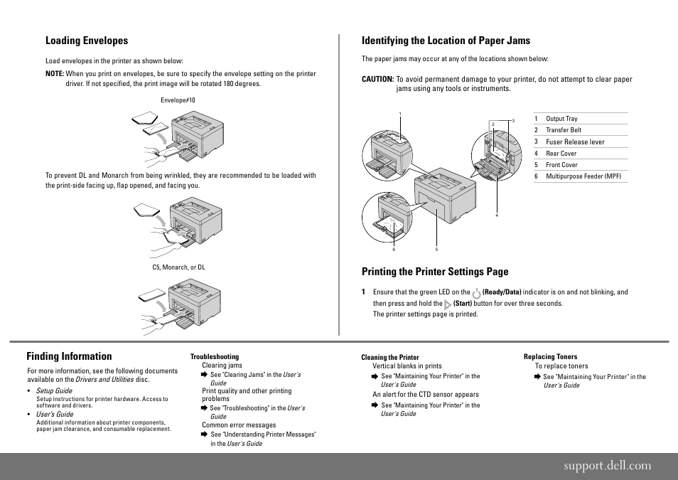Finding information | Dell 1250c Color Laser Printer User Manual | Page 2 / 2