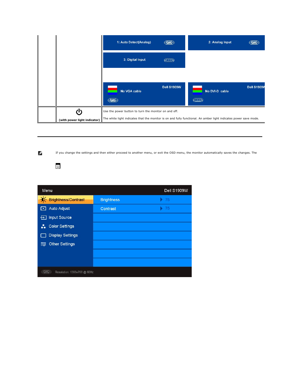 Using the on-screen display (osd) menu, Using the, Osd menu | Dell S1909WFP Monitor User Manual | Page 14 / 31